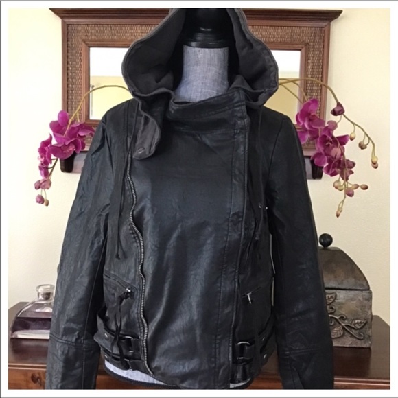 Free People Cleo Vegan Moto Hooded Jacket.  NWT. - Picture 7 of 13